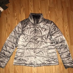 Gray puffer coat